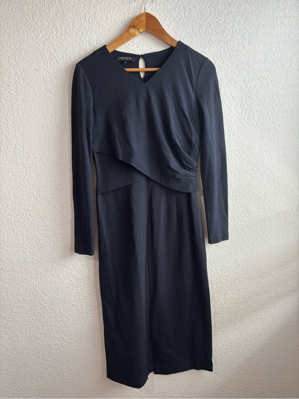 Lafayette 148 Long-Sleeve V-Neck Dress navy size 2